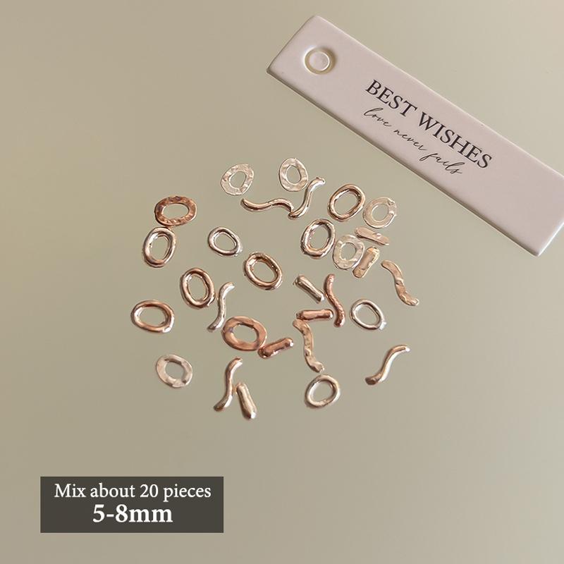20 stuks Onregelmatige Metalen Nail Art Charms Sieraden Barok Platte Bodem Ovaal Holle Vorm Gedraaide Nagel Accessoires