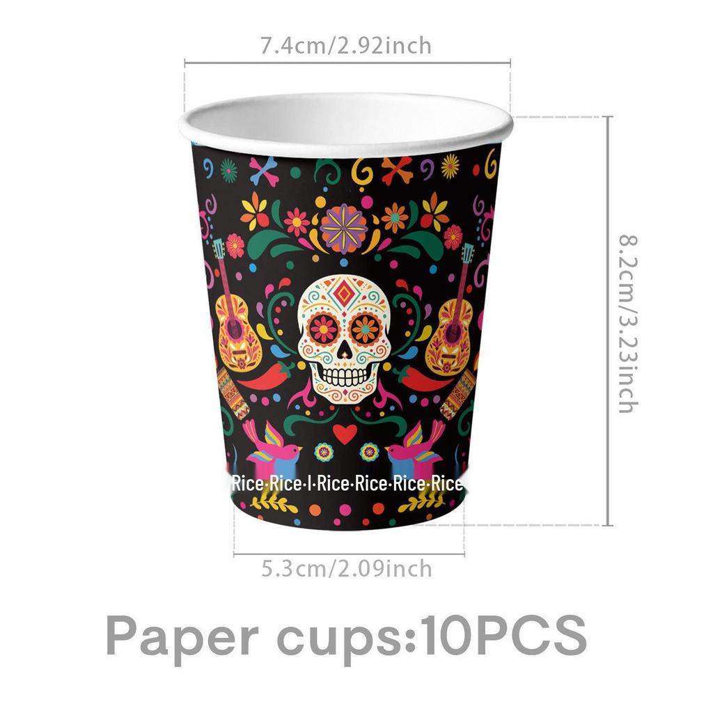 Day of the Dead Party Set: Skull Plates, Napkins, Cups & Flags