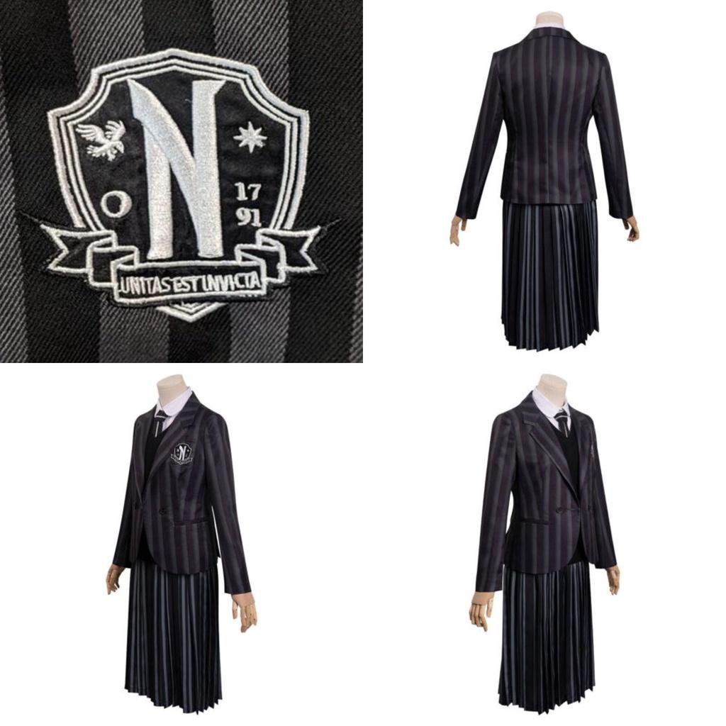 Wednesday Addams School Uniform Girls Kids Dress Cosplay Halloween Xmas Party