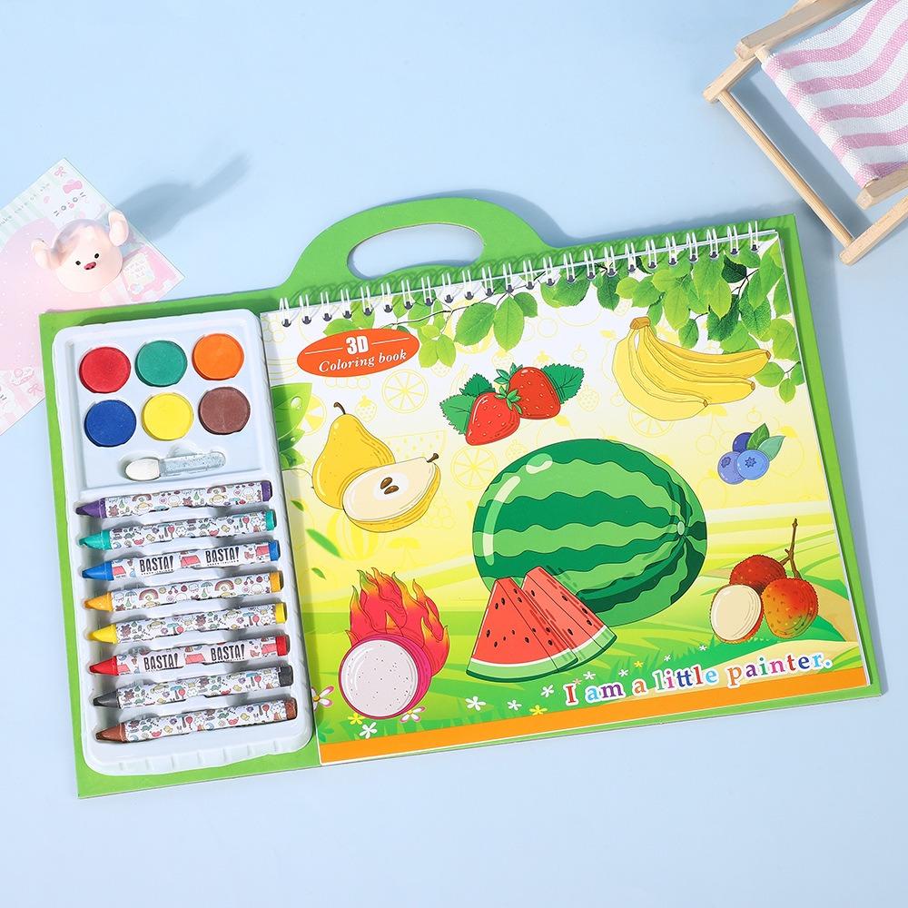 

Cartoon Puzzle Crayon Watercolor Book Set Educational Astronauts Painting Book Drawing Doodle Book Gift