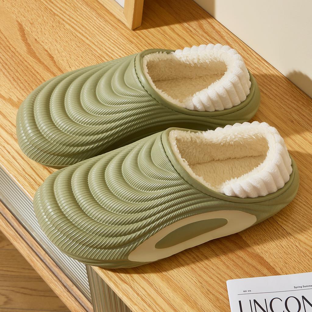 Platform Women Cotton Slippers Plush Warm Thick Bottom Slides Breathable Soft Non-slip Slippers Indoor Outdoor Men Cotton Slippers