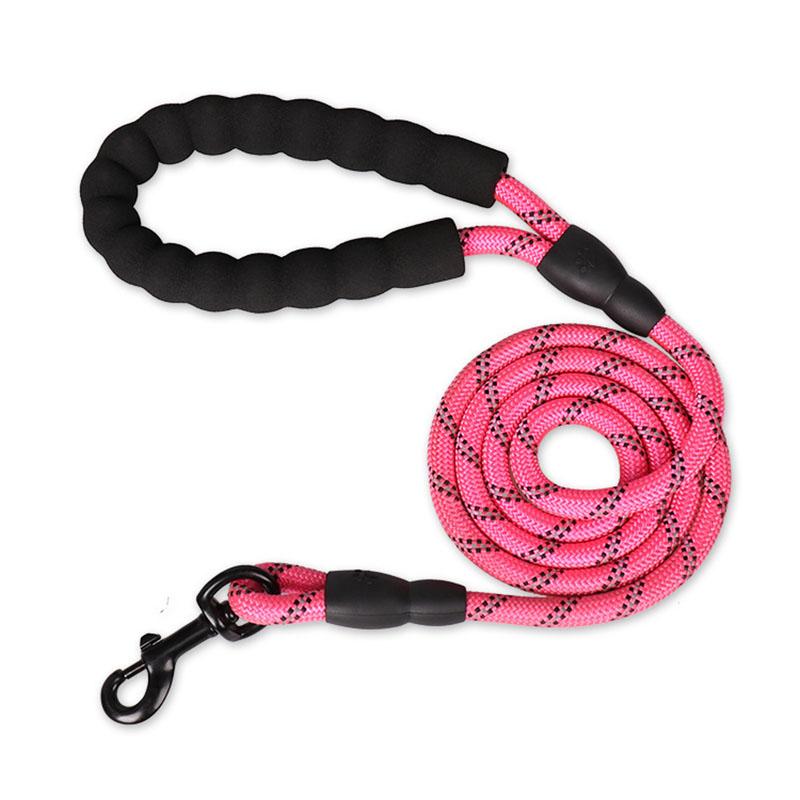 1.5M Comfortable Dog Training Leash Reflective Padded Handle Strong Heavy Duty Nylon Rope Durable Personalized Striped Pattern (Pink,150*0.8cm) розовый