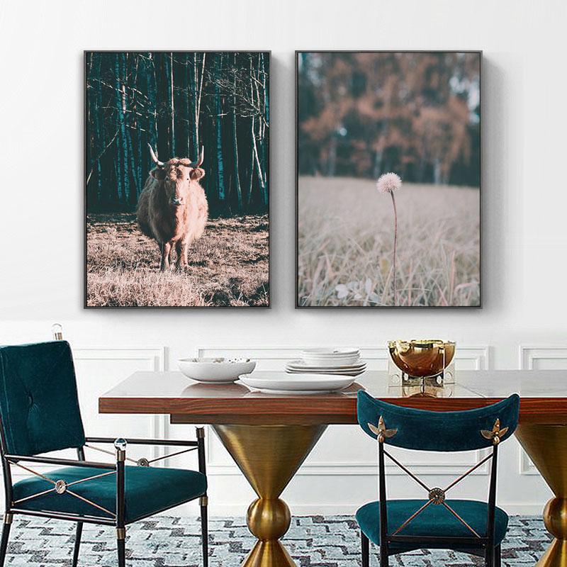 Krajina Plátno Malba Plakáty pro Design Domova Stromy Dobytek Nástěnné Umělecké Tisky pro Ložnici Obrázek Na Loft Bezrámový Dekor Pokoje Bez Rámu