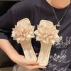 Casual flat-bottomed square-head slippers female flower lazy person one pedal open-toe one-word drag beach casual women's sandals