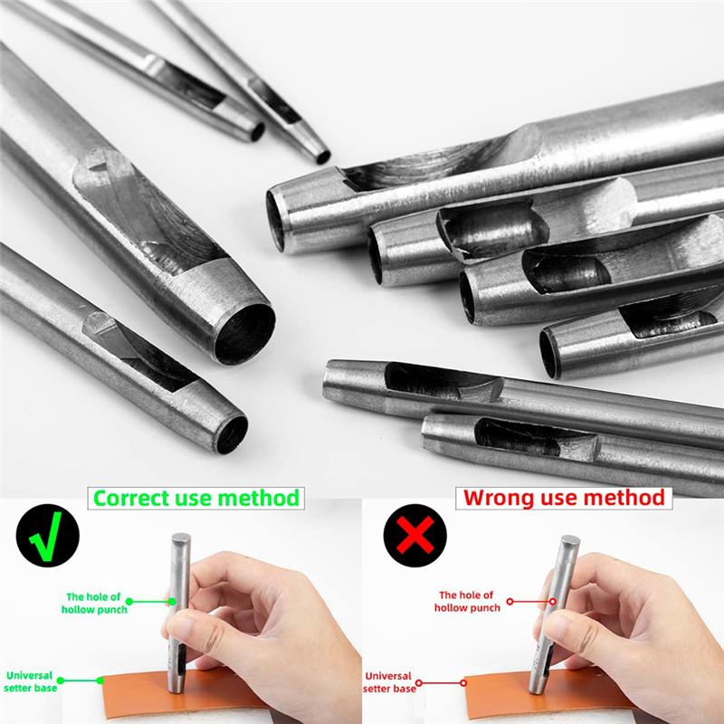 A20F-15Pc Hollow Punch Leather Hole Punch Cutter 0.5Mm-10Mm Round Punch Tool Set Leather Craft Working Kit For Leather,Watch