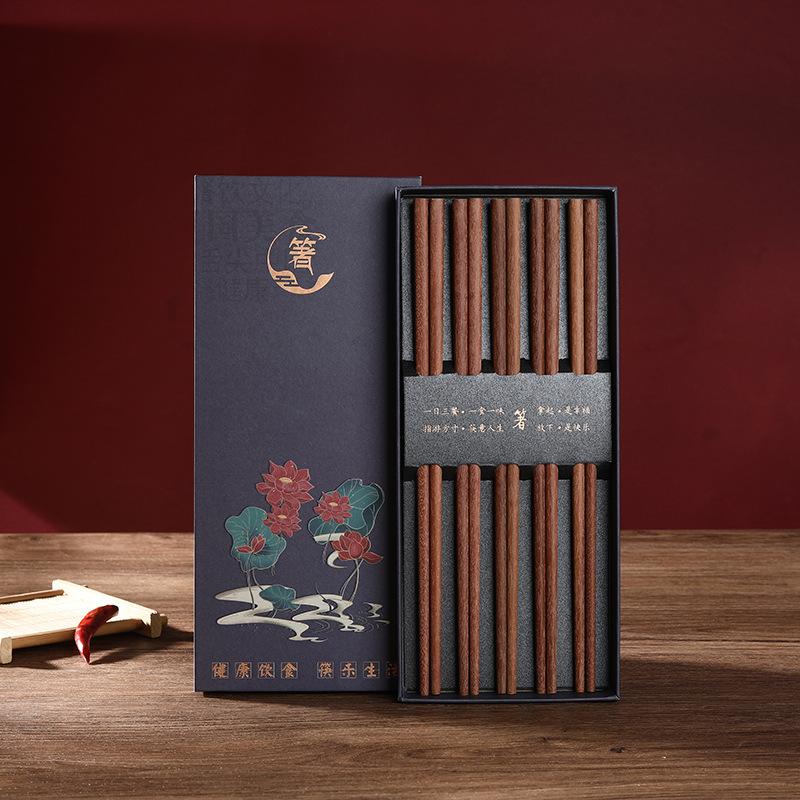 Alta Qualidade Premium Sândalo Vermelho Natural Palitos de Chopsticks Embalagem Caixa de Presente Talheres Domésticos Conjunto de Talheres Palitos de Chopsticks Chineses