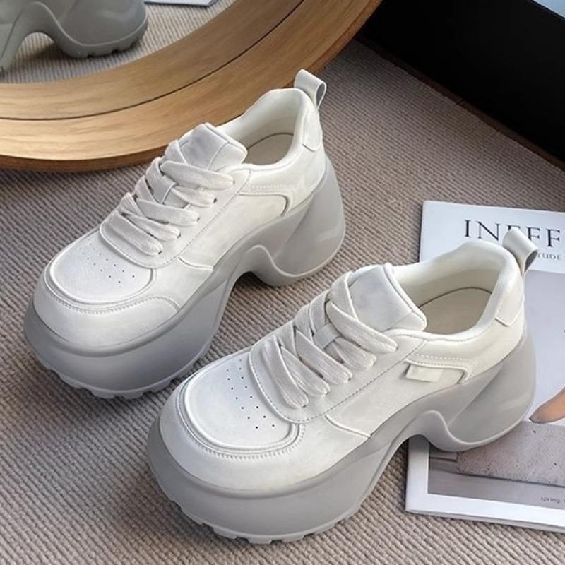 Height-increasing Muffin Shoes Platform Sneakers Women's New Small Sneakers with Wide-leg Pants Spring Models