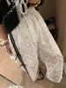 Women's Summer Color Block Lace Patchwork Bow Wide-Leg Pants