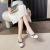 Grape Mom Studiolee 2025 Spring and Summer Gentle Bow Square Head Shallow Mouth Flat Bottom Soft Sole Ballet Single Shoes Women