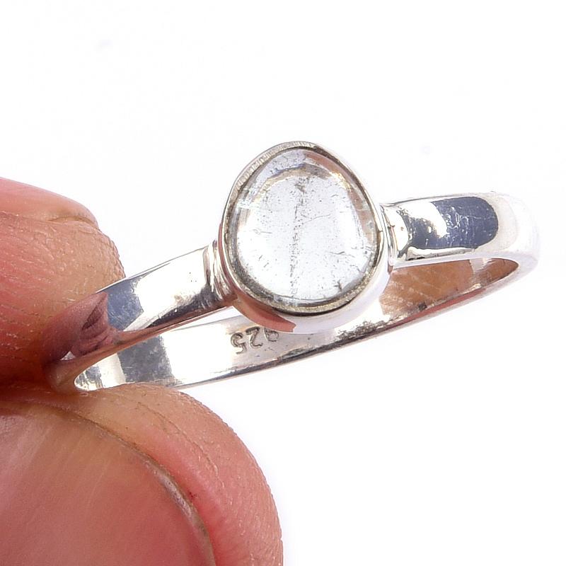 

Кольцо из чистого серебра 925 пробы с натуральным аквамарином, размер 8, t1h46