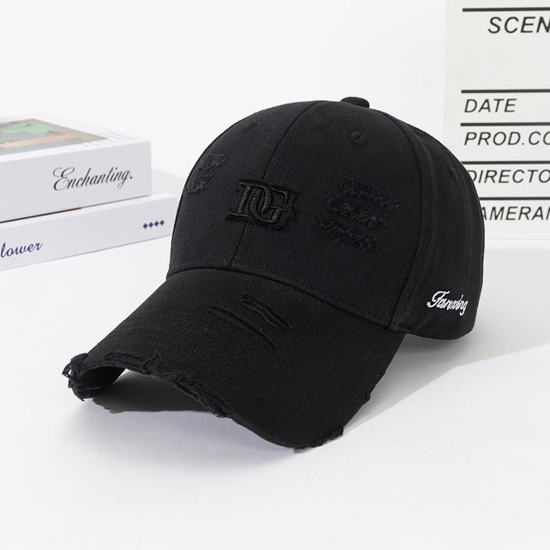 Letter Embroidery Ripped Cap Tide Couple Versatile Face Small Baseball Cap Outdoor Face Small Sun Cap