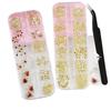 Gold & Silver Rhinestone Cross Metal Flower Nail Art Accessories