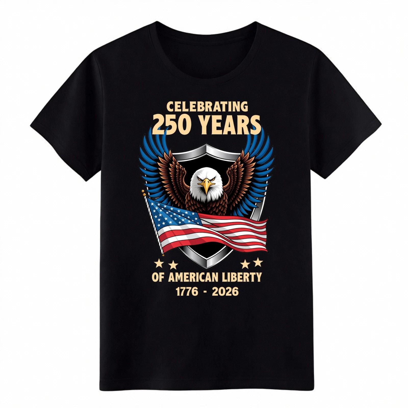 American 250th Anniversary T-Shirt Patriotic Eagle Flag Liberty 1776-2026 Tee S