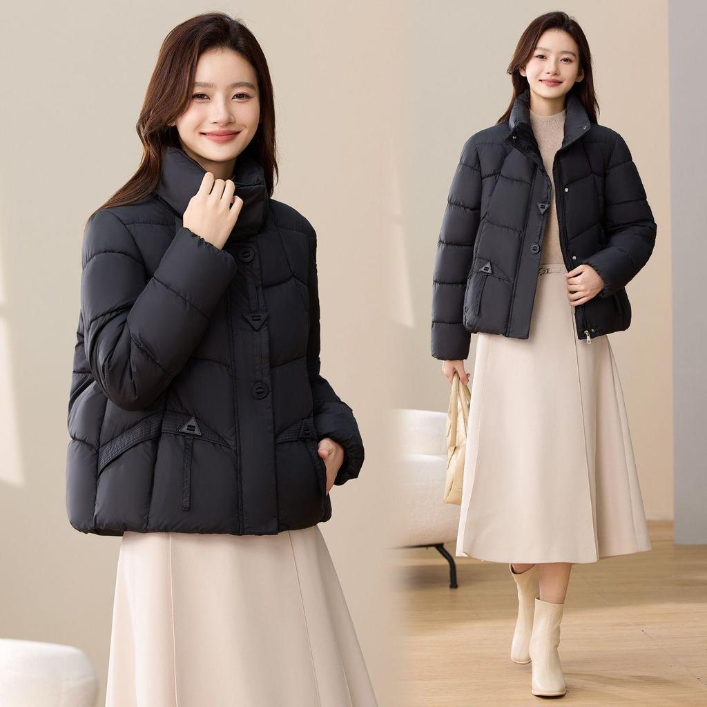 Kurze lässige Daunen-Baumwollkleidung für Herbst und Winter, verdickt, klein, modisch und dünn, warme Baumwollkleidung für Damen