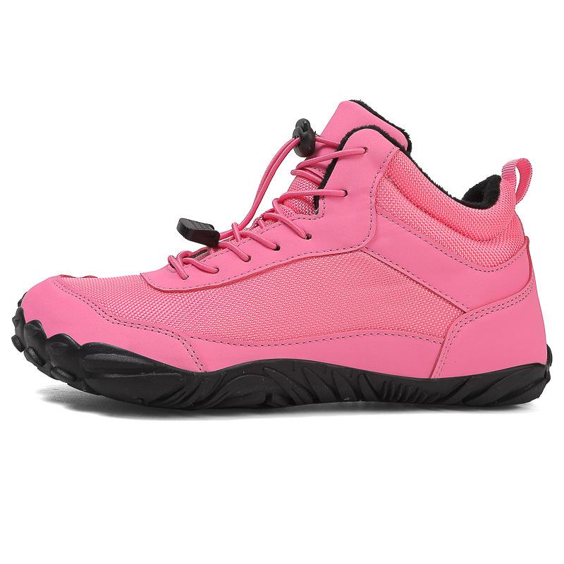 

Outdoor five-finger snow boots cross-border autumn and winter couple waterproof cotton shoes piled thickened mountaineering cotton boots 46 рожевий