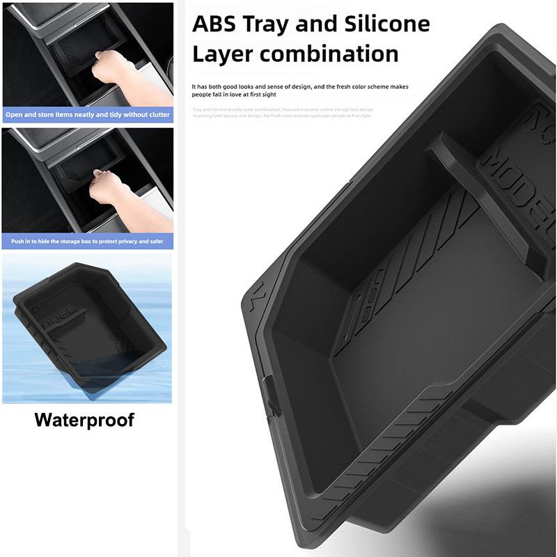 for Tesla New Model Y Juniper 2025 Center Console Storage Organizer Box Armrest Box Bottom Tray Cup Holder interior Accessories kdf3