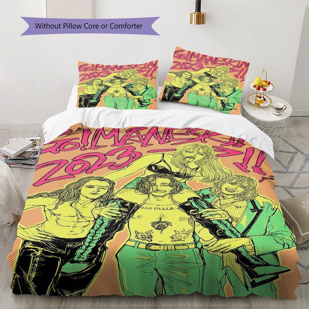 Måneskin Rebel Vibe Bedding Quilt Set Quilt Cover Pillowcase Home Decoration Birthday Gift (1 * Duvet Cover + 2 * Pillowcase, Without Core)