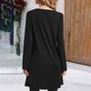 Women's Round Neck Loose Fitting Casual Long Sleeved Color Medium Length T-shirt Top