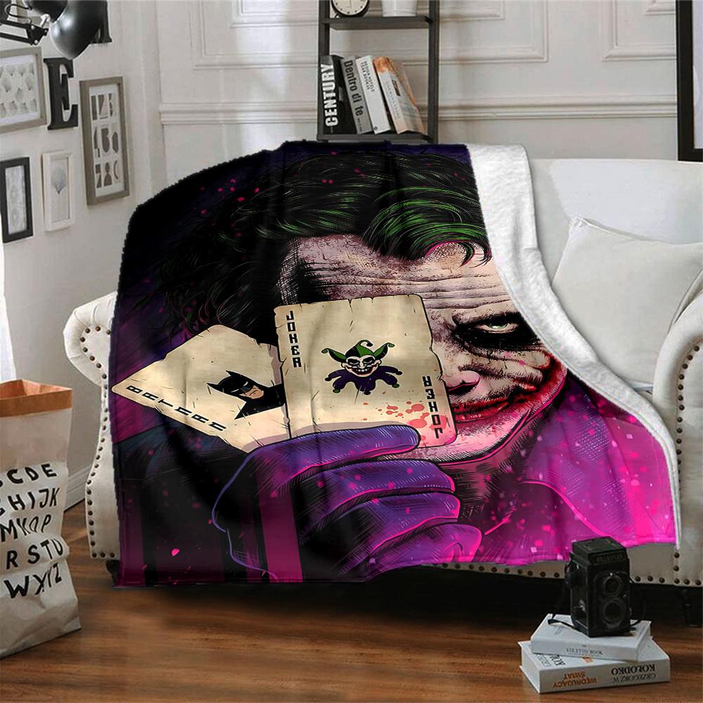1pc Joker Cards Flannel Throw Blanket - HD Printed Lightweight Soft Warm All-Season Blanket for Sofa, Bed, Travel, Camping 125