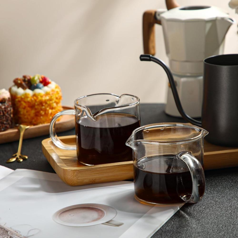 2dílná sada kávových šálků z čirého skla 2 Vodicí otvory pro tok Kávový hrnek Domácí sada na espresso Bar