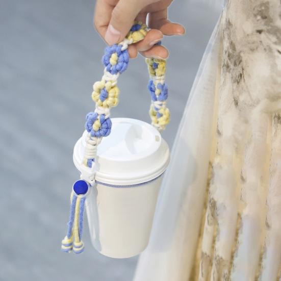 Wasserflasche Handschlaufe Manuell Geflochtene Blumenform Verstellbarer Umfang Süße Farbe