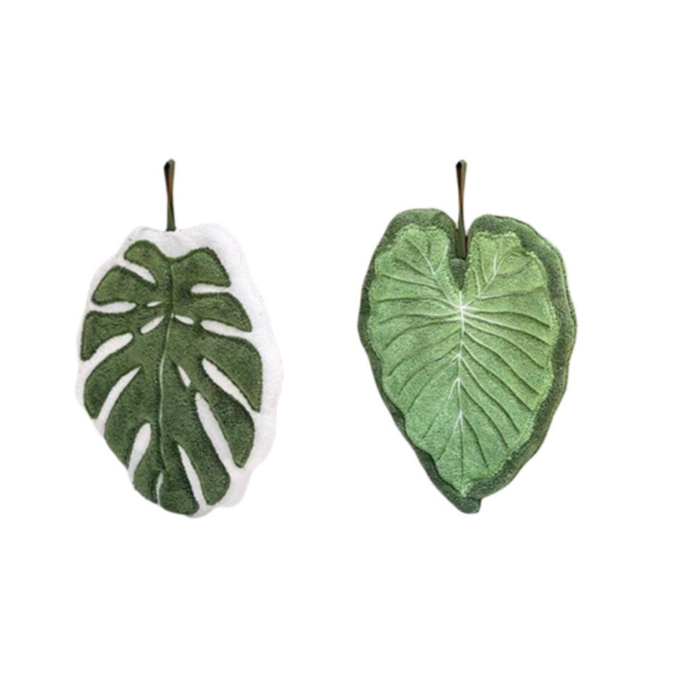 

2 Piece Absorbent Leaf-Shaped Hand Towel Hanging Bathroom Towel Kitchen Towel Kitchen Accessories 2 Pcs