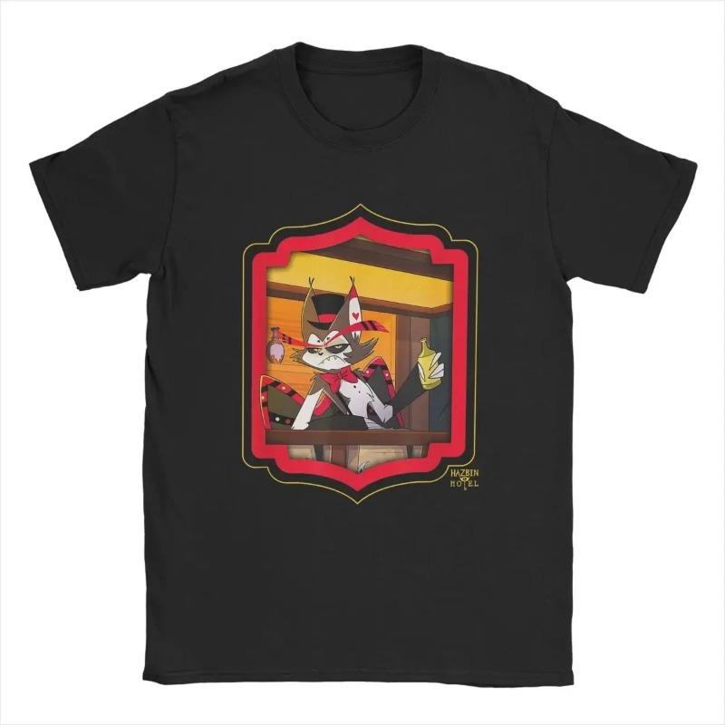 Herren Hazbin T-Shirt Hotels Adam Casual 100% Baumwoll-Tees Kurzarm Anime Actionfigur Cartoon T-Shirts O-Ausschnitt Kleidung Shirts