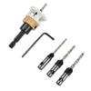 Set Of 4 Adjustable Countersink Drill Bits With Depth Stop For Woodwork