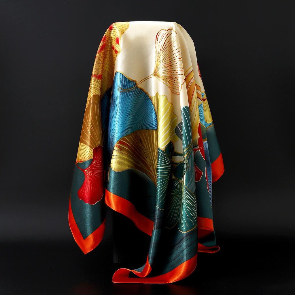 Europe America Kerchief Four Seasons Popular Silk Scarves Luxury Style Sunscreen Square Shawls New Fashion 90X90CM Headcloth