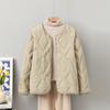 New Collarless Diamond Simple Versatile Round Neck Breasted White Duck Down Thin Lightweight Down Jacket Female Winter