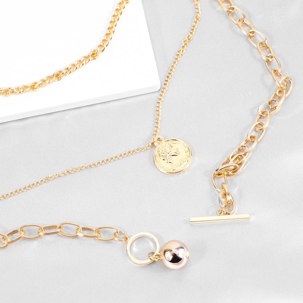 Trendy Multi-layered Geometric Alloy Necklace Features Chic Bell Charms For Women