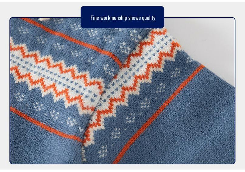 New Boys' Blue Lapel Polo Collar Pullover: Comfortable, Warm, Cute Autumn Sweater