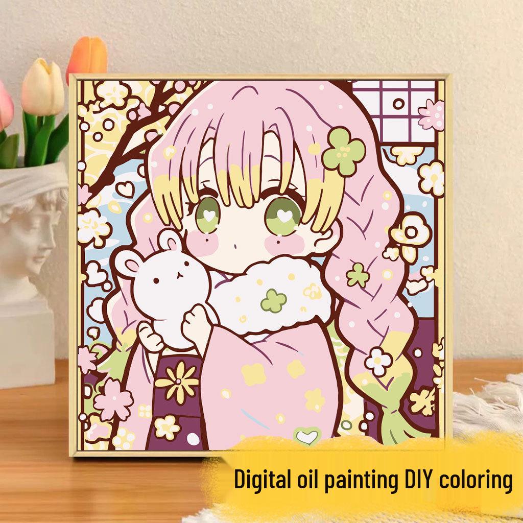 Kit Pittura ad Olio Digitale Anime Demon Slayer Fai da Te per Bambini