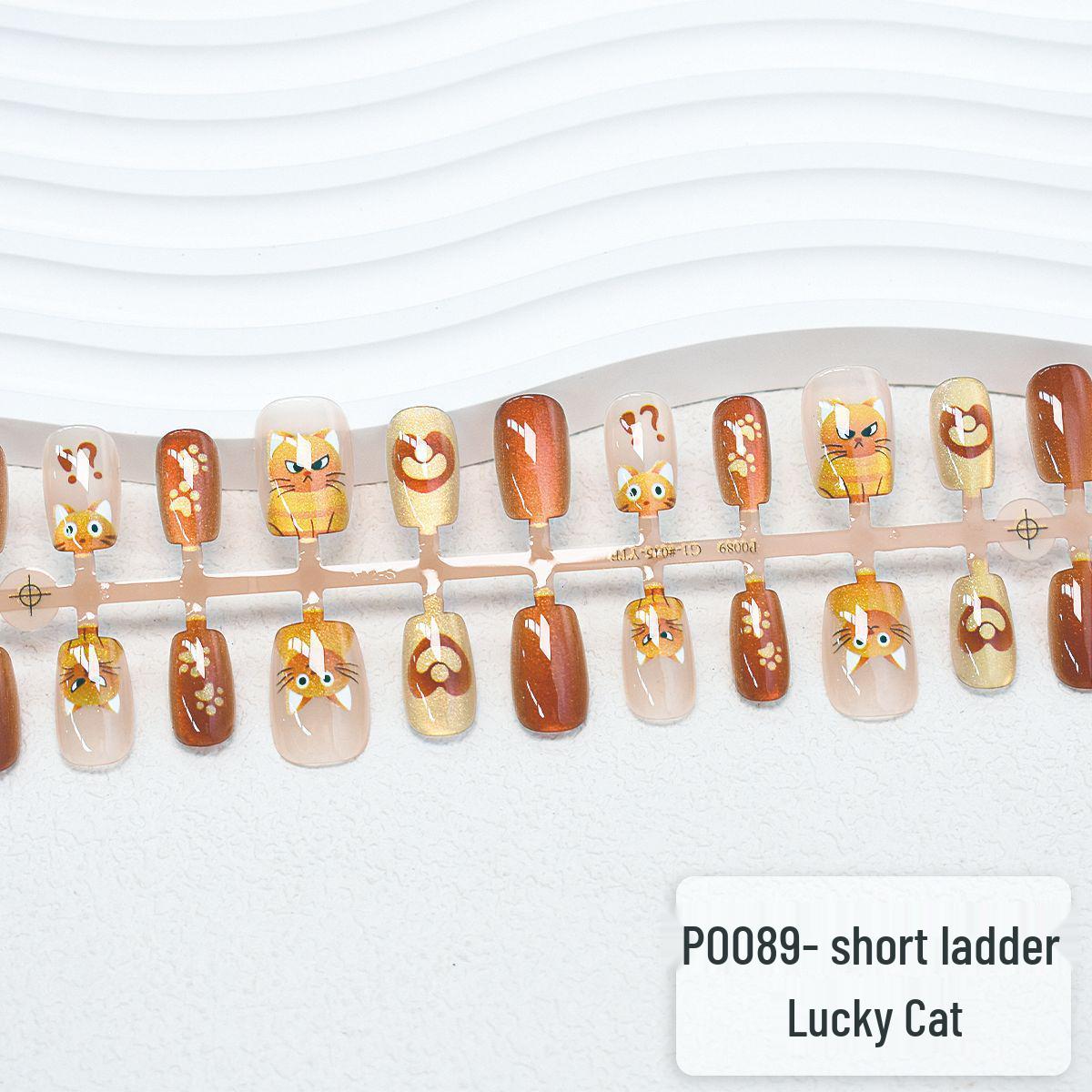 

Nail Tips: Lucky Cat Orange - 30-Piece Wearable Cat Eye Style for Prosperity & Charm