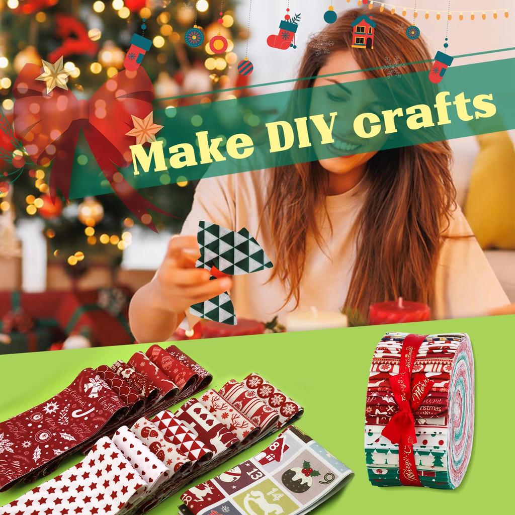 Fenrry 25/33 Stück Rollstoff Patchwork Rollstoffstreifen zum Quilten Basteln Quiltstoff-Set zum Decke Nähen DIY