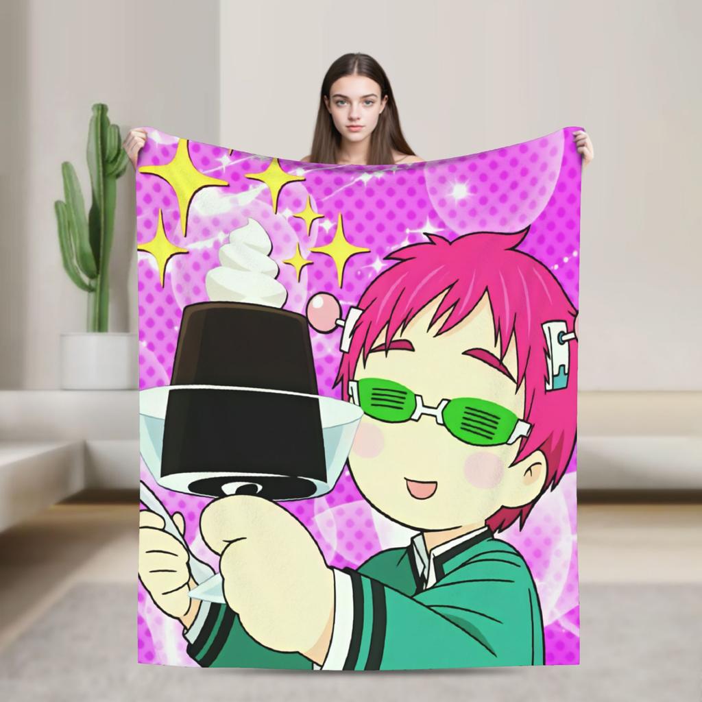 The Disastrous Life of Saiki K Soft Blanket Travel Office Plush Throw Blanket Street Trend Outdoor Bedspread Sofa Bed Cover