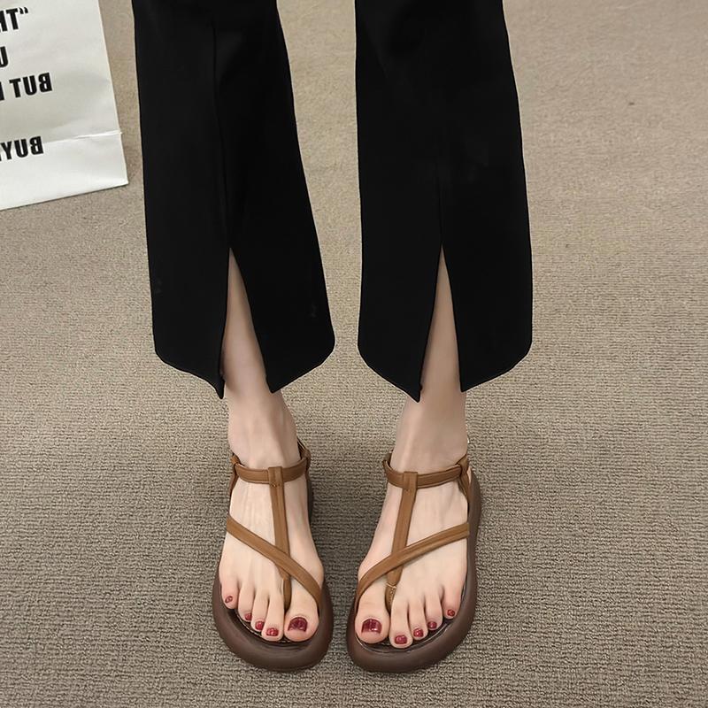 Summer Women Clip Toe Flats Sandals Concise Narrow Band Shoes Ladies Comfort Soft Sole Women Gladiator Sandalias Slingback Femme