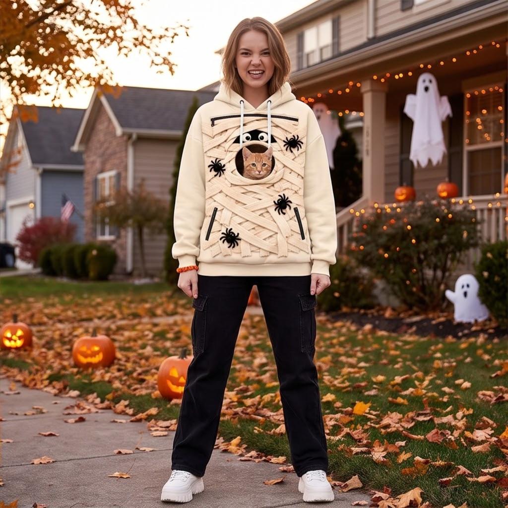 Unisex Long Sleeve Pet Dog Pocket Sweatshirt Hoodie Loose Casual Warm Pullover for Men and Women