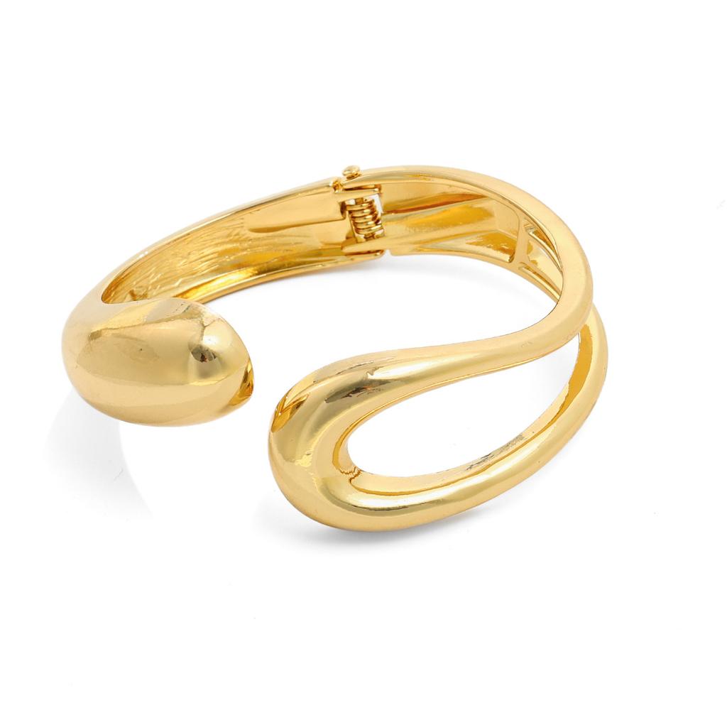 Europe and the United States Are Hot-selling Personalized Explosive Bracelets, Geometric Gold Wide-sided Metal Glossy Spring Open Bracelets.