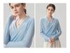 Velvet Cashmere Silk Women's Cross V-neck Sweater with Waist-cinching Knit 