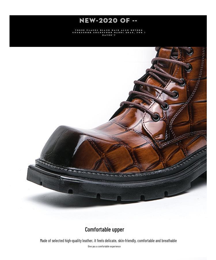 Men's Cross-Border High-Top Leather Boots - Large Size, Autumn/Winter 2025, New Workwear & British Martin Style