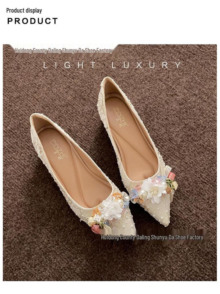 3358-6 Flower Series Champagne Wedding High Heels - Comfortable Elevated Shoes for Women
