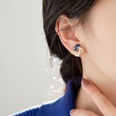 Blue White Anti-color Mosquito Coil Ear Clip Female No Piercing Ear Clip Earrings Female New