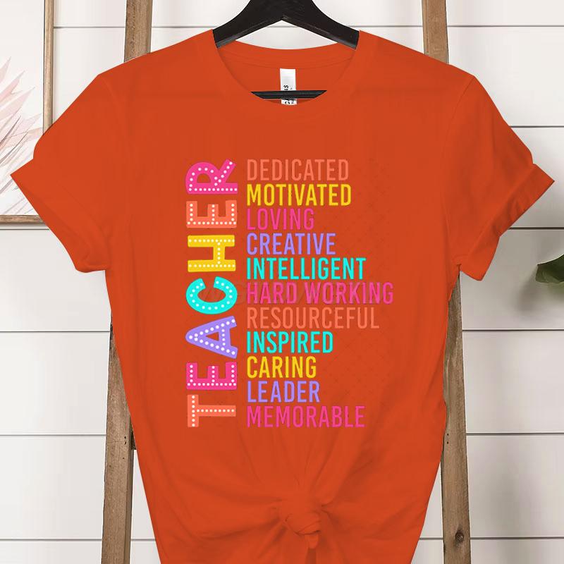 Colorful Teacher Acronym TShirt Teacher Life Print Classic Tops Motivational Tee for Educators Teachers Unisexs Womens Clothing