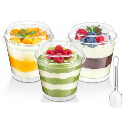 FGIUKC Heat-Resistant Pudding Cups with Lids, 190ml, Disposable, Round, 7.7cm Diameter, 100-Pack, for DIY Baking, Desserts, Small Businesses, Home Use