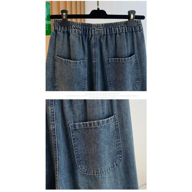 DIMANAF 2026 Autumn Winter New Plus Size Women Jeans Elastic Waist Embroidery Floral Long Pants Loose Casual Denim Cotton Trousers Vintage