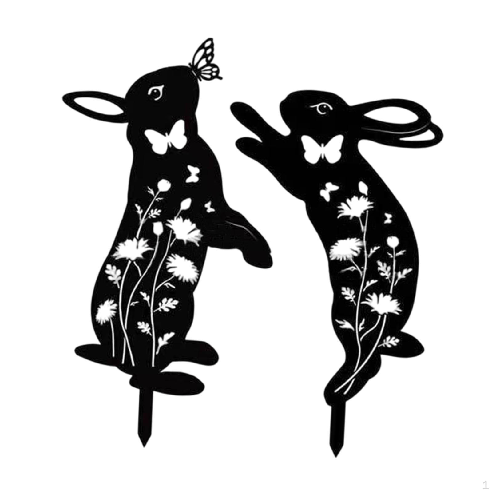 

2 шт. Декоративные садовые железные колья, декор для животных, силуэт, дворовое искусство на весну и лето Bunny H 35CM