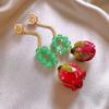 Ice quenched blue flower artificial crystal fringed earrings Cool wind temperament stud earrings Internet celebrity earrings