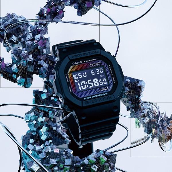 Casio Orologio da Uomo G-SHOCK DW-5600RW-1JF [Design Motivo Mattoni G-SHOCK] Orologio Quadrato Nero Digitale