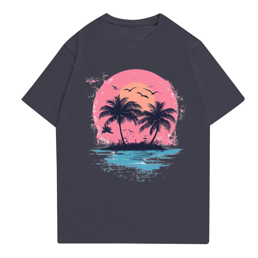 Women's Round Neck Casual Printed Short-sleeved T-shirt Top